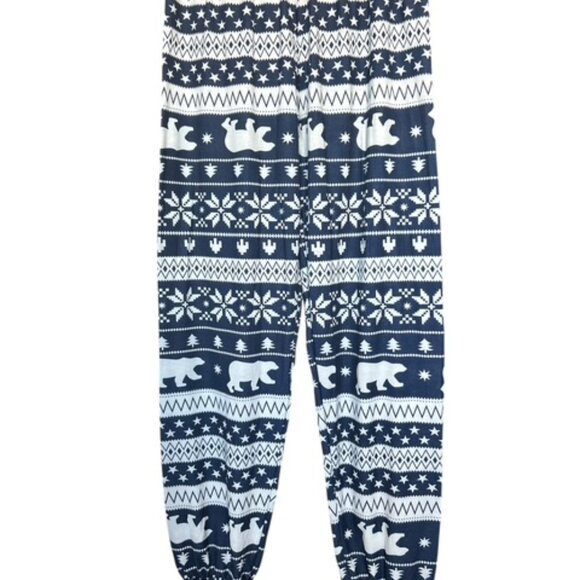 Women's Navy Blue/White Pajama 2 Piece Set-Pants M-Top S-Elastic Waist-Cuff Hem - Picture 4 of 5